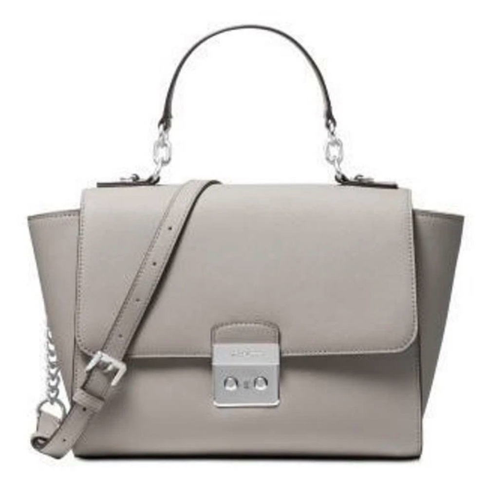 Michael Kors Brandi Top Handle Satchel Pearl Grey Silver - Picture 4 of 6